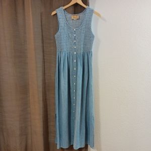 Studio Ease | Dresses | Vintage Studio Ease Chambray Drop Waist Fit Flare  Maxi Dress Size 2 | Poshmark